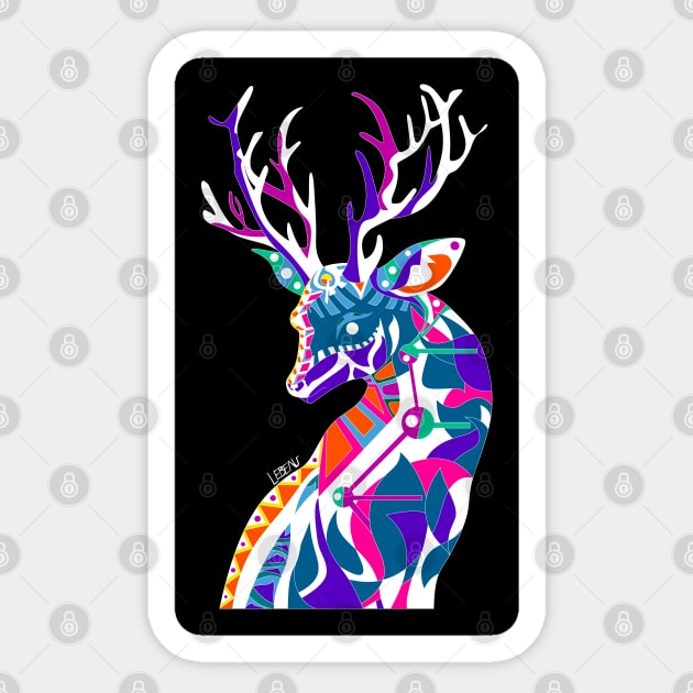 black dear Reindeer ecopop cute mexican pattern of the wild art Sticker by jorge_lebeau